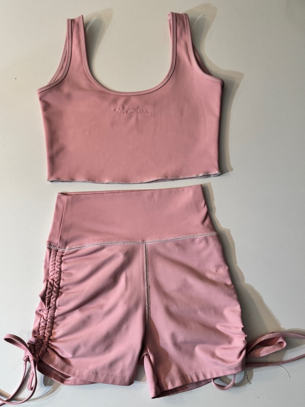 Tiger Mist Pink Active Tank and Drawstring Shorts Set
